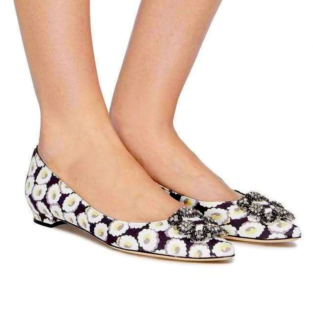 Manolo Blahnik Hangisi Crystal flats Sz 37